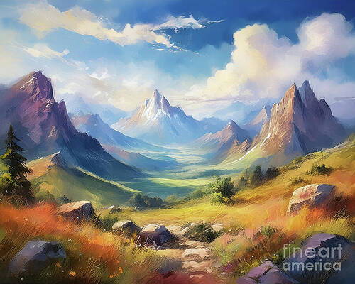 Nature Wall Art featuring the ai art Jagged Mountains by Macro Abundance