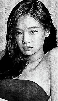 Serene Digital Art - JENNIE, Handlebars Style BW by Gradify Creations