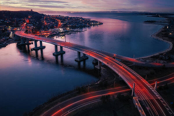 Night Lights Over Serene Bridge Print