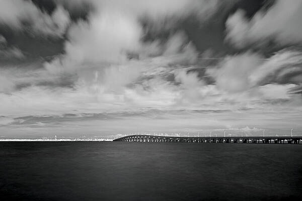 Wall Art featuring the photograph Jersey Shore Seaside Bridge BW II by Susan Candelario