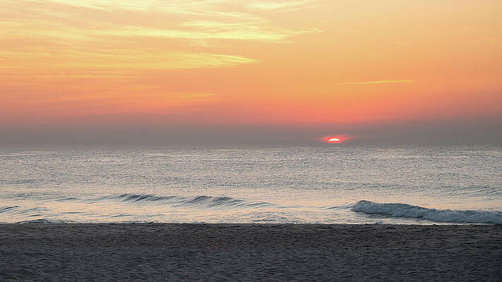 Summer Wall Art featuring the photograph Jersey Shore Sunrise Over The Hazy Horizon by Matthew DeGrushe