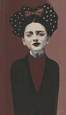 Girl with Polka Dot Bow Wall Art