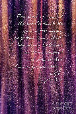 Wall Art featuring the painting John 3 16. For God So Loved- Christian Art Inspiration Scripture Gift by Mark Lawrence