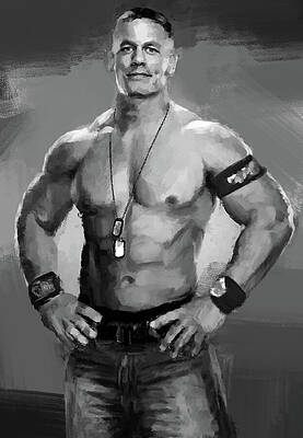 Sports Wall Art featuring the digital art John Cena, American Actor And Professional Wrestler by Gradify Creations