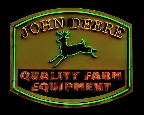 Wall Art featuring the photograph John Deere Neon Sign by Flees Photos