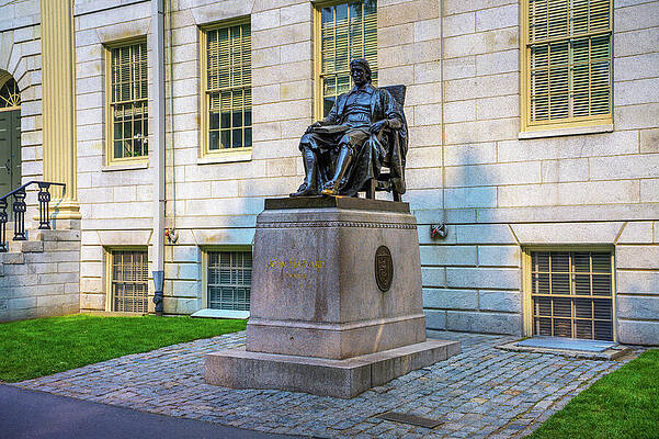 Wall Art featuring the photograph John Harvard Statue At Harvard University Campus In Cambridge, Massachusetts by Miroslav Liska