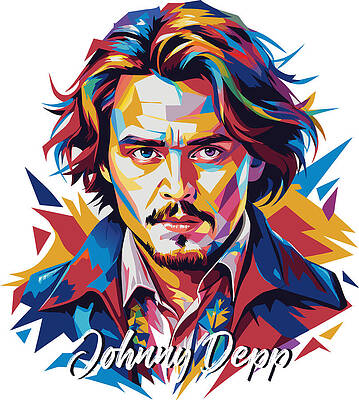 Vibrant Wall Art featuring the digital art Johnny Depp In WPAP Pop Art by Vector Artnesia