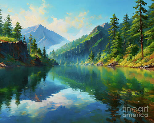 Nature Wall Art featuring the ai art Jolanda Lake by Macro Abundance