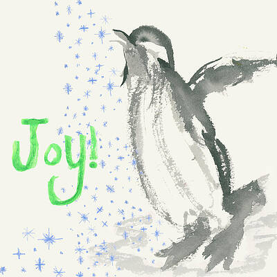 Watercolor Painting - Joyful Penguin by Elizabeth Reich