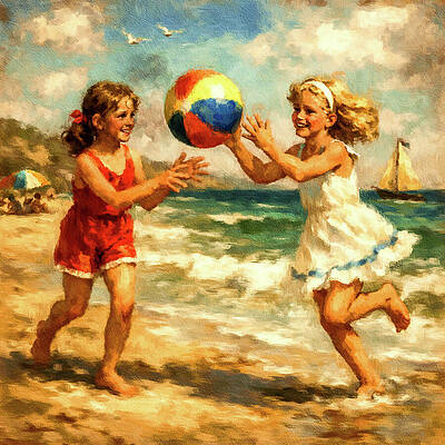 Joyous Beach Game Digital Art