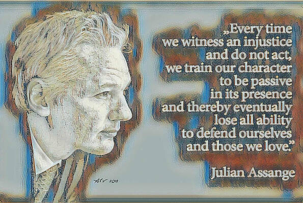 Wall Art featuring the digital art Julian Assange by Antonios Valamontes