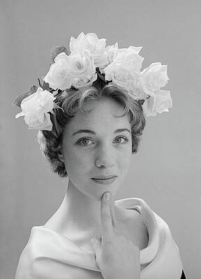 Crown Wall Art featuring the photograph Julie Andrews Wearing A Crown Of Flowers by Cecil Beaton