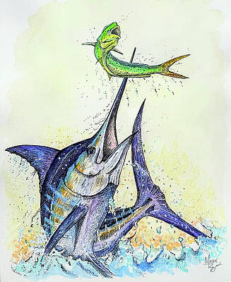 Majestic Marlin Leaping from Water Painting