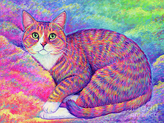 Junior the Colorful Brown Tabby Cat in Clouds by Rebecca Wang