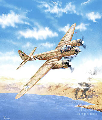Airplane Wall Art featuring the painting Junkers Ju 88 by Steve Ferguson