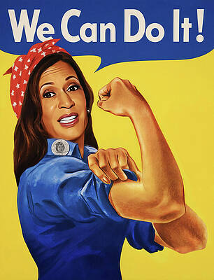 Digital Art - Kamala Harris As Rosie The Riveter On The We Can Do It Famous WW2 Poster by Nicko Prints