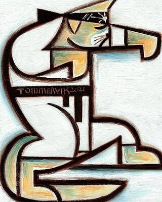 Cool Painting - Cat Wall Art - Pop Culture Karate Cat by Tommervik Paintings