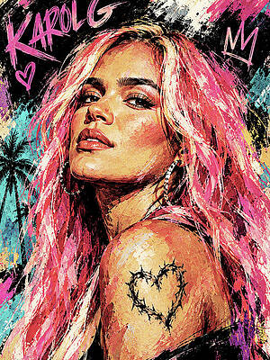 Karol G Pop Art Portrait Digital Art