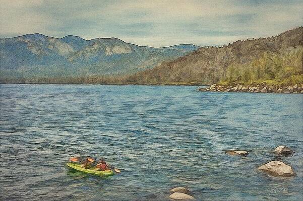 Kayaking on a Serene Mountain Lake Wall Art