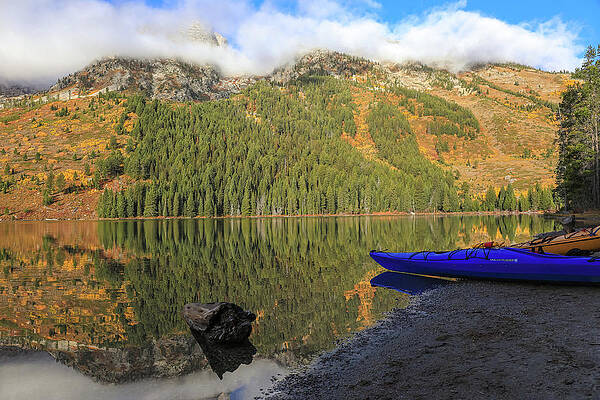 Wall Art featuring the photograph Kayaks On String Lake by Dan Sproul