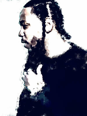 Thoughtful Profile of a Bearded Man Digital Art