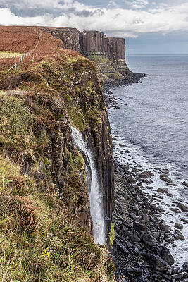 Sky Wall Art featuring the photograph Kilt Rocks And Mealt Waterfall by Shirley Mitchell