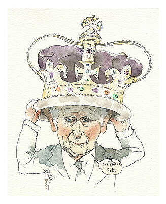 Crown Wall Art featuring the painting King Charles III A Modern Cinderella Story by Barry Blitt