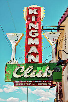 Wall Art featuring the photograph Kingman Club Sign, Arizona by Tatiana Travelways
