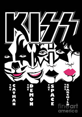 Rock And Roll Digital Art - KISS Group Art Legendary Rock Band Vibes by Kirania Finest