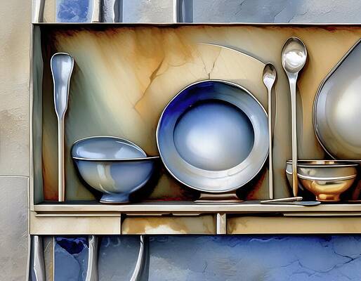 Whimsical Digital Art - Kitchen-Odd by Eris And AI