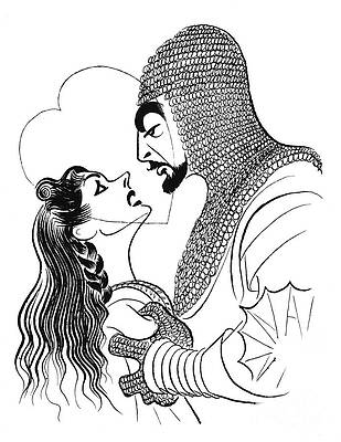 Hollywood Wall Art featuring the drawing Knights Of The Round Table by Al Hirschfeld