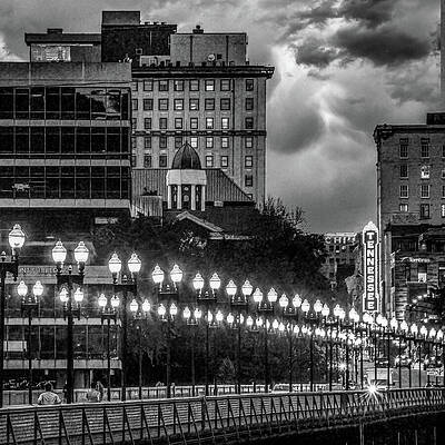 Wall Art featuring the photograph Knoxville Nights, Gay Street Bridge And Tennessee Theater by Marcy Wielfaert