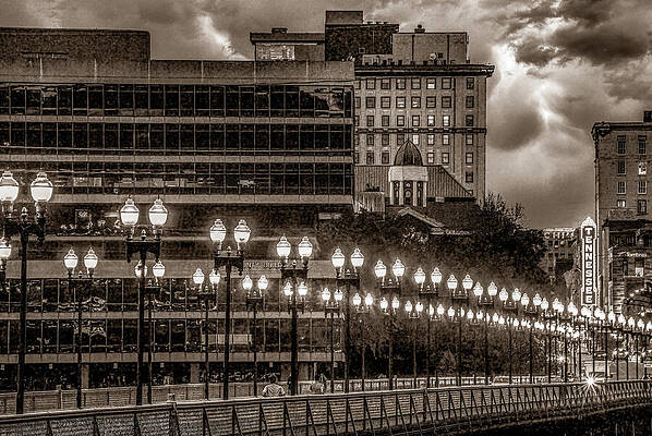 Wall Art featuring the photograph Knoxville Nights, Sepia by Marcy Wielfaert