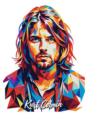 Vibrant Wall Art featuring the digital art Kurt Cobain #2 In WPAP Pop Art by Vector Artnesia