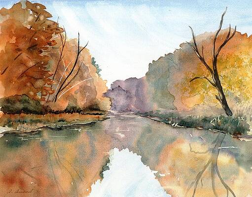 Tranquil Autumn River Scene Wall Art