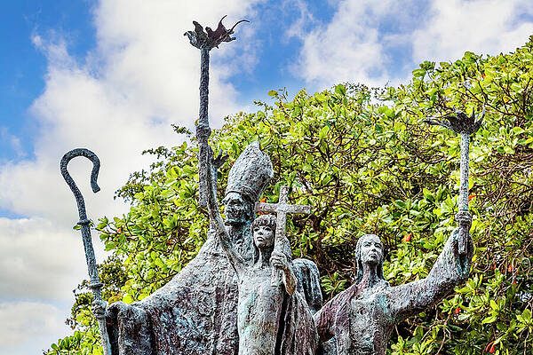 Bronze Religious Statues Under Blue Sky Wall Art