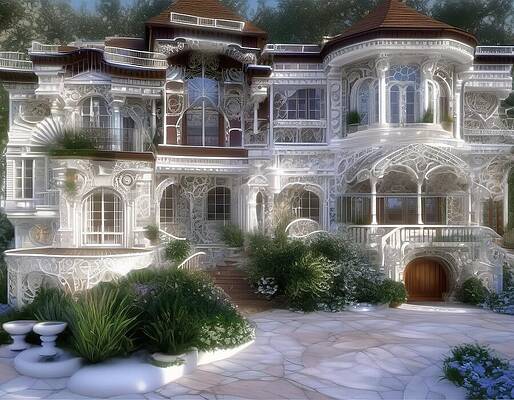 Architecture Wall Art featuring the digital art Lace House by Eris And AI