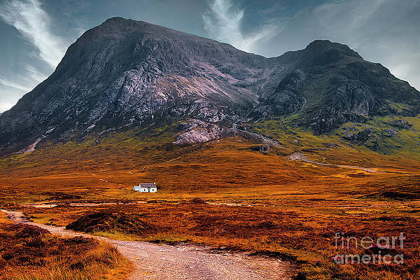 Wall Art featuring the photograph Lagangarbh Hut Beneath Buachaille Etive Mor, Highland Solitude by Kype Hills