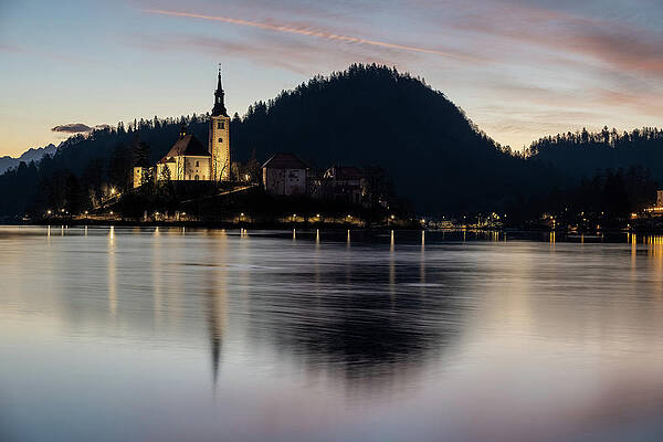 Winter Wall Art featuring the photograph Lake Bled At Dawn by Charnwood Photography Fine Art
