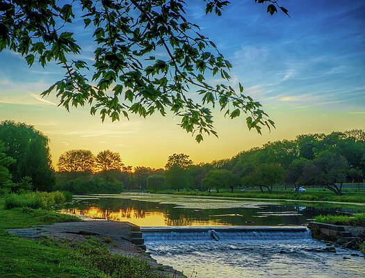 Nature Wall Art featuring the photograph Lake Dam At Sunset by Jason Fink