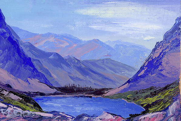 Mountain Wall Art featuring the painting Lake Ellen Wilson From Gunsight Pass by Raette Meredith