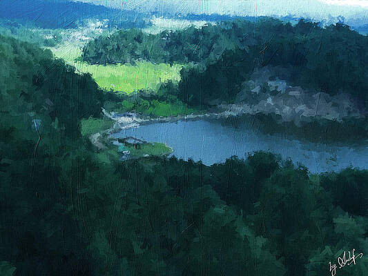 Lake In A Forest Print