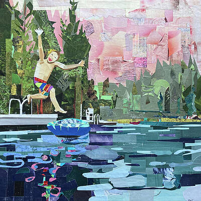 Lake Wall Art featuring the mixed media Lake Leap by Mary Conner