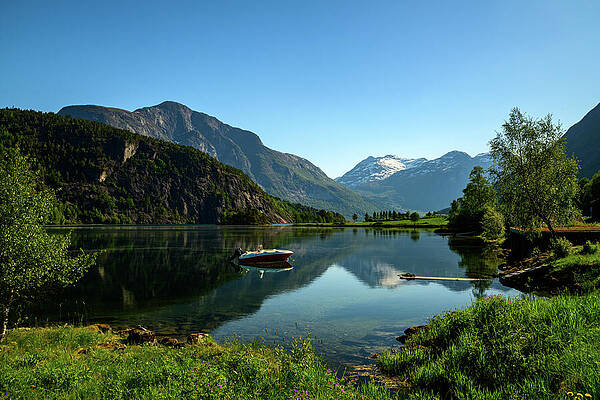 Nature Photograph - Lake Oppstyn Early Morning - Stryn, Norway by Anthony Hightower