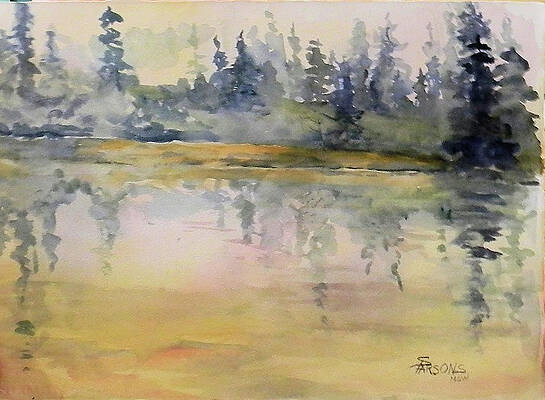 Wall Art featuring the painting Lake Reflections #2 by Sheila Parsons