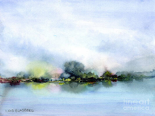 Wall Art featuring the painting Lake Reflections by Lois Blasberg