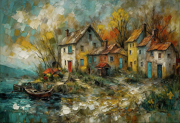 Lakeside Cottages and Boats by Deb Beausoleil