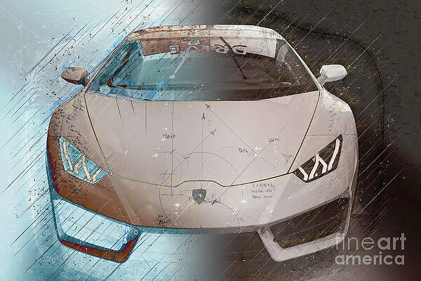 Transportation Wall Art featuring the digital art Lamborghini Abstract Project by Stefano Senise
