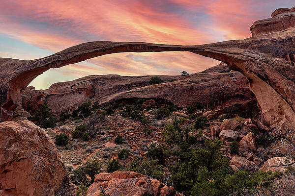 Cloud Wall Art featuring the photograph Landscape Arch At Arches National Park by Ed Clark