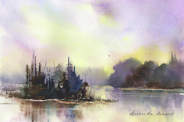 Wall Art featuring the painting LaPlatte River Dusk by Amanda Amend